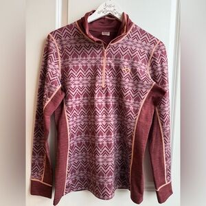 Kari Traa Lune Half Zip Outdoor Performance Athletic Sporty Hearts Hiking Large